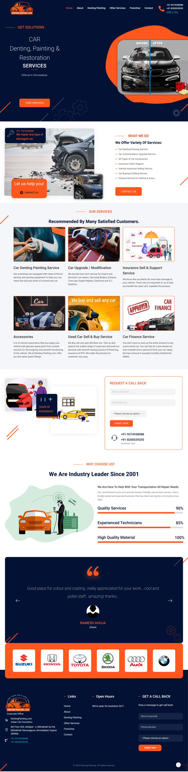 Denting and Painting website preview